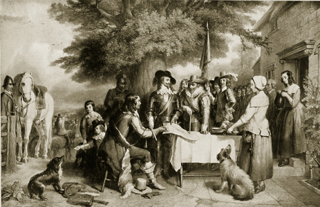 Charles I on the eve of the Battle of Edgehil, 22nd October 1642, illustration from 'Hutchinson's Story of the British Nation', c.1923 (litho)