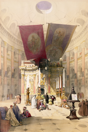 Shrine of the Holy Sepulchre, April 10th 1839, plate 14 from Volume I of 'The Holy Land', engraved by Louis Haghe (1806-85) pub. 1842 (litho)