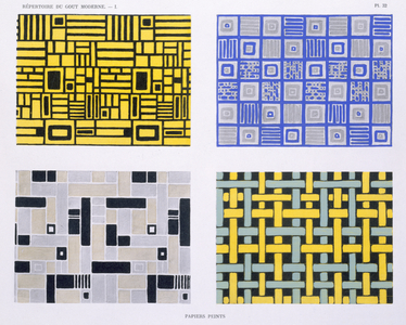 Designs for wallpaper prints, from 'Repertoire of Modern Taste', published 1920s (colour litho)