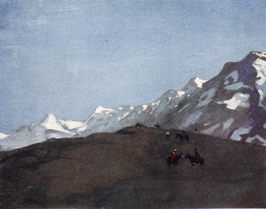 The Snow Clad Andes, from a portfolio of prints from the original watercolours, 1912 (colour litho)