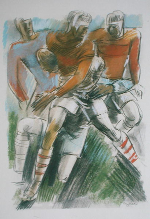 Rugby, from 'Les Joies du Sport' by Maurice and Jacques Goddet, published Paris 1932 (colour litho)