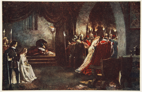 'Give me some light! Away!', Hamlet, Prince of Denmark, Act III Scene 2, illustration from 'Tales from Shakespeare' by Charles and Mary Lamb, 1905 (colour litho)