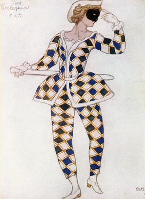 Costume design for Harlequin, from Sleeping Beauty, 1921 (colour litho)