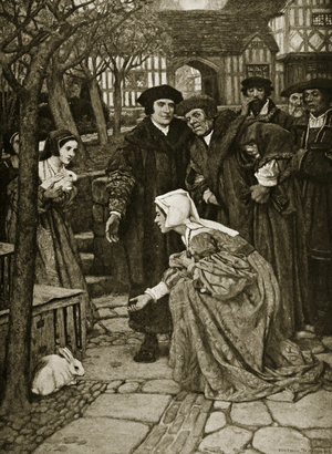 Sir Thomas More in his garden, illustration from 'Hutchinson's Story of the British Nation', c.1923 (litho)