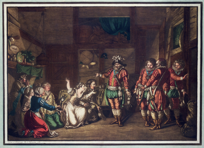 Death of Armand de Gontault, Baron de Biron (1524-92), engraved by Jean Baptiste Morret (fl.1790-1820), 1792 (coloured litho)