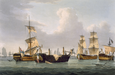 Lord Hotham's Action, March 14th 1795, engraved by Thomas Sutherland for J. Jenkins's 'Naval Achievements', 1816 (colour engraving)