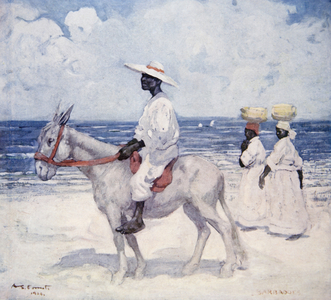 On the Beach, Barbadoes from a portfolio of privately printed watercolours of 'The West Indies' (colour litho)