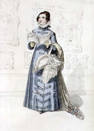 Walking dress, fashion plate from Ackermann's Repository of Arts (coloured engraving)