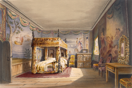King Charles Room, Cotehele House, c.1830-40, (colour litho)