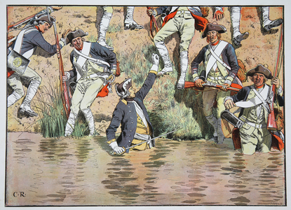 Prince Henry at the Battle of Prague, 6 May 1757 (colour litho)