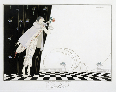 Trivellino, from the 'Masks and Characters of Italian Theatre' edition of Le Journal des Dames et des Modes, engraved by Henri Reidel (fl.1914-20) 1914 (colour litho)