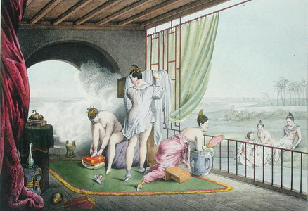 Bathers at their toilet, published 1824-27 (colour litho)