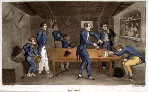 Sea Sick, plate from 'The Adventures of Johnny Newcome in the Navy' by John Mitford (1782-1831) engraved by W. Read, 1818 (litho)