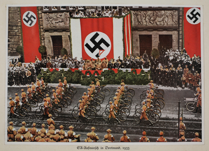 SA March in Dortmund, 1933, from 'Germany Awakened' (colour litho)