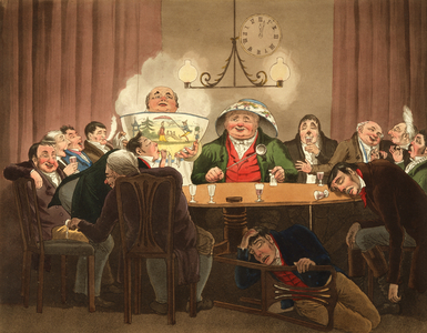 New Year's Morning: The Old One Out and the New One Coming In, engraved by G. Hunt (colour litho)