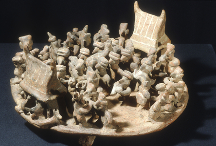 Nayarit model of a village scene, Mayan classical period (ceramic)