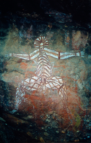 Depiction of Nabulwinjbulwinj at Anbangbang rock shelter, Nourlangie Rock (rock painting)