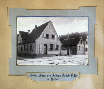 The House in which Johann Jakob Astor was born, Walldorf, Baden-Wuerttemberg, Germany, 1904 (b/w photo)