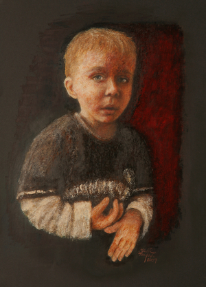 Little Boy Working Something Out, 2009 (oil on paper)