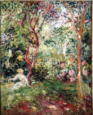 Woman in a Garden (oil on canvas)
