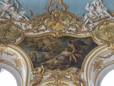 Psyche is defective in Venus's presence. Painting by Charles Joseph Natoire (1700-1777), 1738. Princess Oval Lounge. Hotel de Soubise, Paris, 18th century