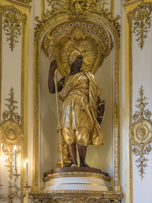 Asian allegory. Sculpture by Gabriel Jules Thomas (1824-1905), 19th century. Banque de France. Hotel de Toulouse, former hotel de la Villiere, Paris - Hotel de Toulouse, headquarters of the Banque de France -