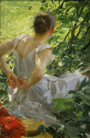 Detail of “” Woman undressing”” (1893, oil on canvas). Private collection. Anders Zorn (1860-1920)