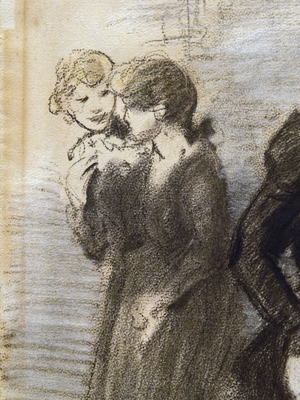 The exit of the midinettes (detail) (before 1907). Theophile Alexandre Steinlen (1859-1923). Charcoal and pastel on paper. Musee des Beaux-Arts de la Ville de Paris, PeuPalais.