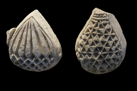 Wall sconce elements. Susa, Iran, 9th-10th century. Stucco shapes and sculpts. Musee du Louvre