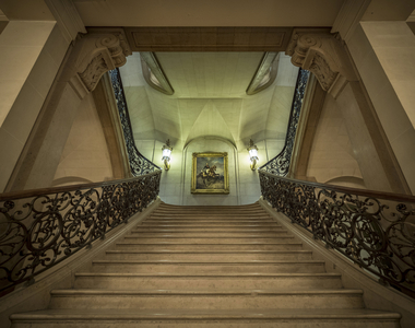 Grand staircase de la Banque de France, Hotel de Toulouse, former hotel de la Vrilliere, 1640, architect Francois Mansart (1598-1666), Paris - Hotel de Toulouse, headquarters of the Banque de France -