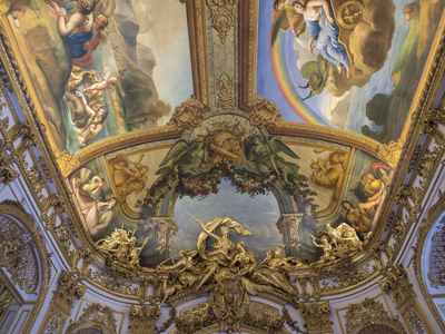 The trophee of Diane Chasseresse, a group sculpted from the door of the Galerie doree, by Francois Antoine Vasse (1681-1736), circa 1715. Banque de France. Hotel de Toulouse, former hotel de la Villiere, Paris - Hotel de Toulouse, headquarters of the Banque de France -
