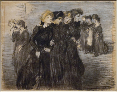 The exit of the midinettes (before 1907). Theophile Alexandre Steinlen (1859-1923). Charcoal and pastel on paper. Musee des Beaux-Arts de la Ville de Paris, PeuPalais.