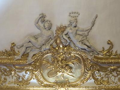 Bacchus and Ariane. White stucco sculpture by Nicolas Sebastien Adam, known as Adam the younger or Adam the younger (1705-1778). Princess's parade or parade room. Hotel de Soubise, Paris, 18th century