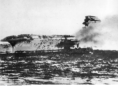 Carrier Aircraft Lexington at the Battle of the Coral Sea, 1942 (b/w photo)