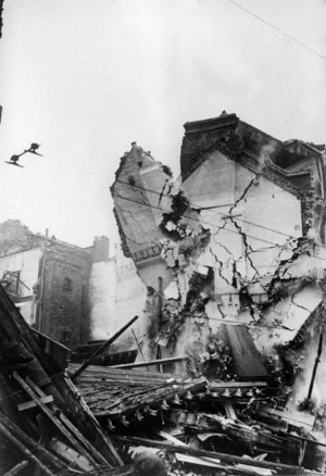 Buildings bombed during the Battle of Britain, London, 1940 (b/w photo)