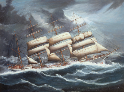The Barque 'Austrasia' in Foul Weather, c.1900 (oil on canvas) (see 195175)