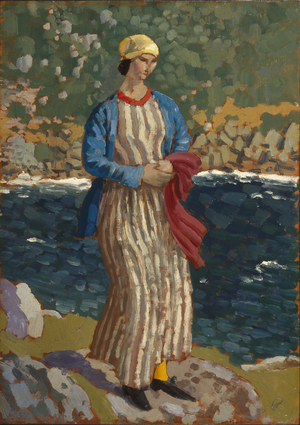 Woman by a Riverbank, c.1910-12 (oil on panel)