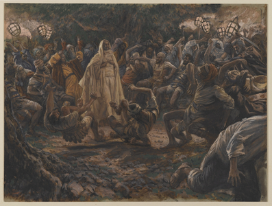 The Guards Falling Backwards, illustration from 'The Life of Our Lord Jesus Christ', 1886-94 (w/c over graphite on paper)