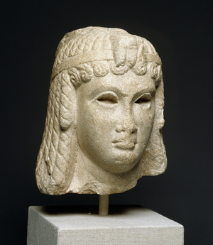 Head of a Queen Wearing a Heavy Wig, possibly Cleopatra VII (69-30BC) (marble)