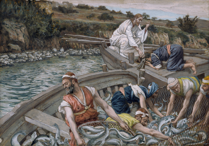 The First Miraculous Draught of Fish, illustration for 'The Life of Christ', c.1886-94 (w/c & gouache on paperboard)