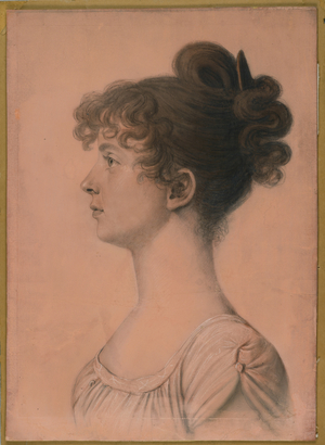 Portrait of Elizabeth Bland Mayo of Powhattan Seat, c.1808 (charcoal, white chalk & bistre pastel crayon on paper lain on board)