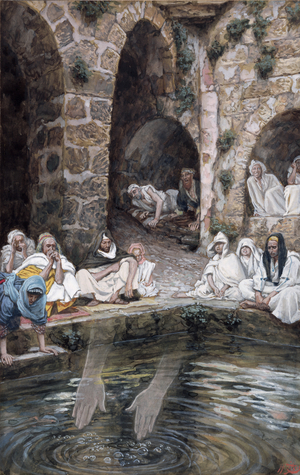 The Pool of Bethesda, illustration for 'The Life of Christ', c.1886-94 (w/c & gouache on paperboard)