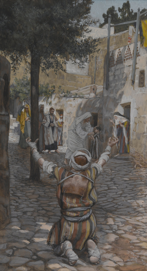 Healing of the Lepers at Capernaum, illustration from 'The Life of Our Lord Jesus Christ' (w/c over graphite on paper)