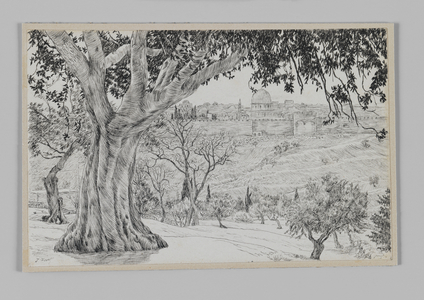 Half way up the Mount of Olives, illustration from 'The Life of Our Lord Jesus Christ' (pen & ink on paper)