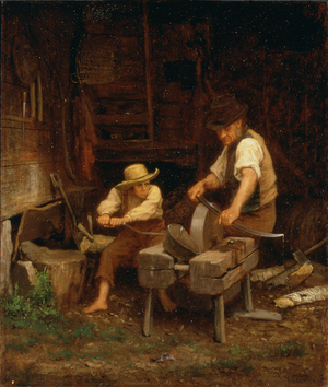 Sharpening the Scythe, 1864 (oil on canvas)