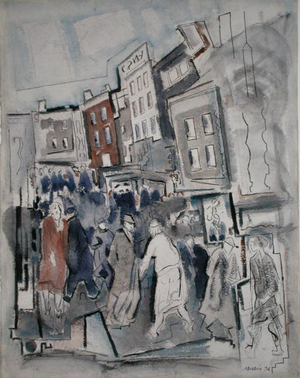 Movement, Nassau Street, No. 2, 1936 (w/c on paper)