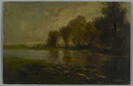 On the Upper Thames, Connecticut (oil on board)