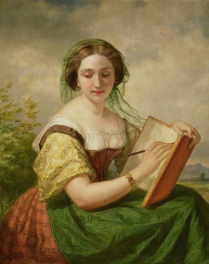 The Sketcher, Portrait of Mademoiselle Rosina (oil on canvas)