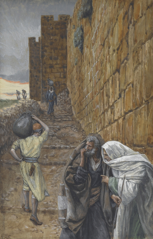 The man Bearing a Pitcher, illustration from 'The Life of Our Lord Jesus Christ', 1886-94 (w/c over graphite on paper)