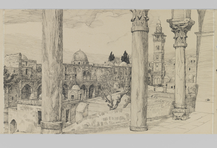 Esplanade of the Haram, illustration from 'The Life of Our Lord Jesus Christ' (ink & graphite on paperboard)